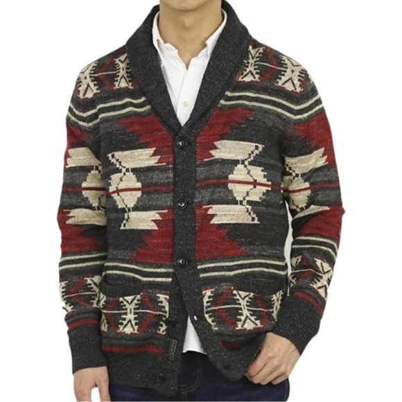 Polo by Ralph Lauren Shawl Collar Cardigan Native Navajo Print - Picture 8 of 9